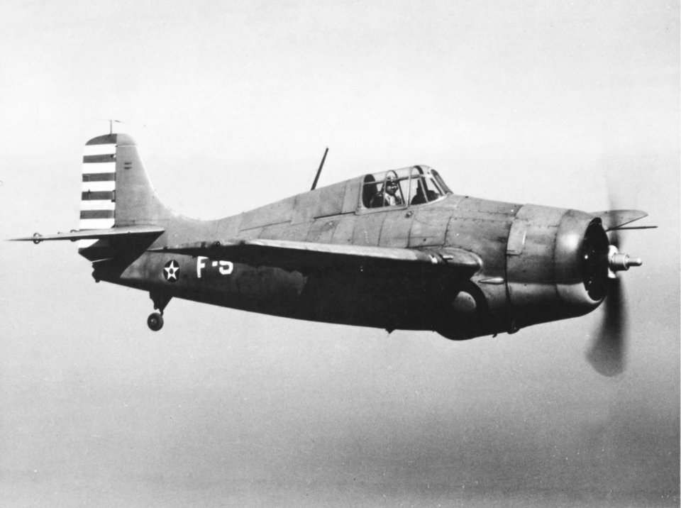 Grumman F4F Wildcat in flight, February 1942