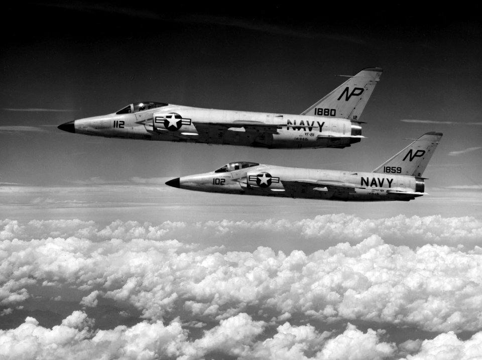 Grumman F11F-1 Tigers of VF-211 in flight 1959
