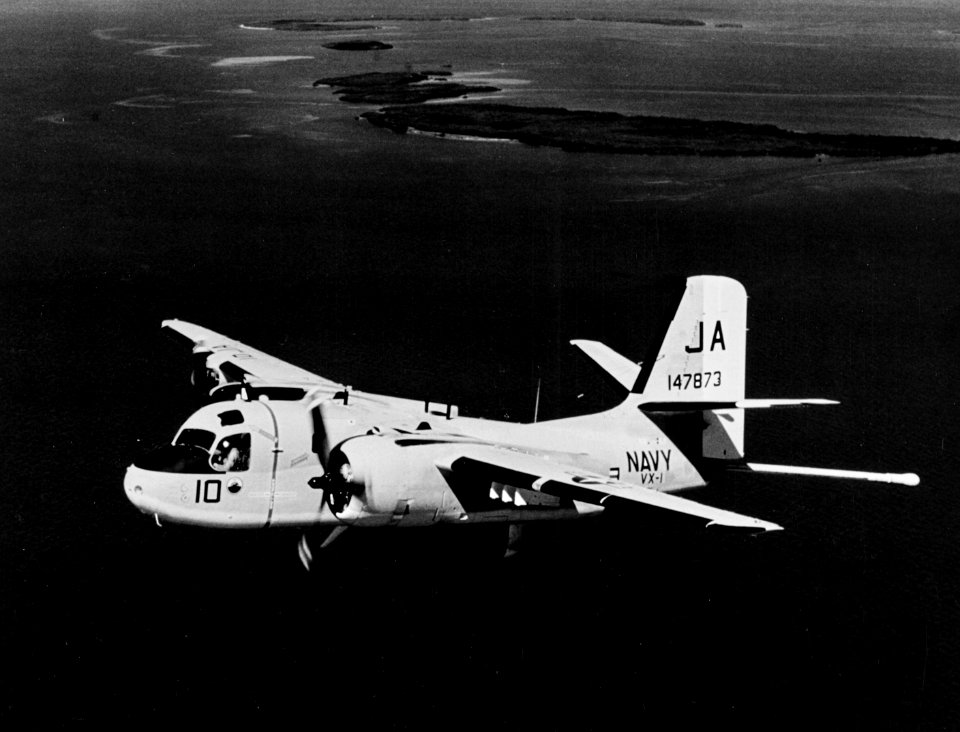 Grumman S-2D Tracker of VX-1 flies over the Florida Keys (USA), 24 February 1967 (K-36120)