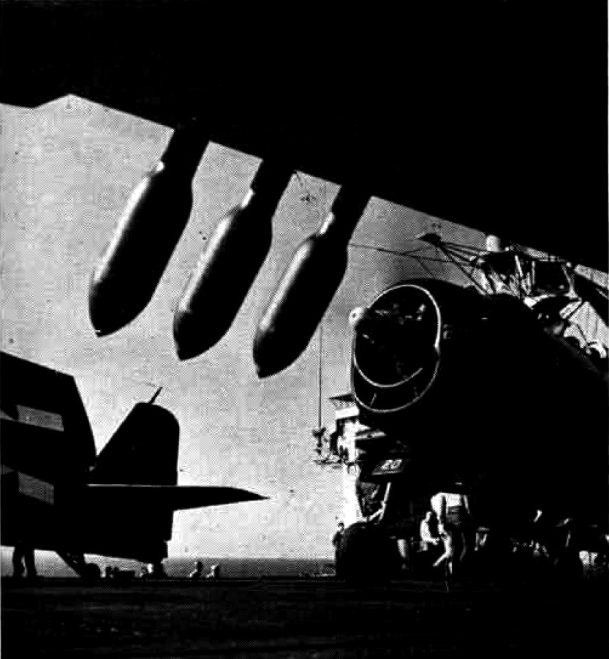 Grumman F6F-5 Hellcats of VGF-1 aboard USS Tulagi (CVE-72) off Southern France, circa in July 1944