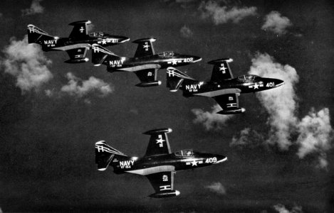 Grumman F9F-5 Panthers of VF-154 in flight, circa in 1954