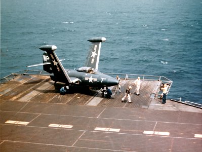 Grumman F9F-2 Panther of VMF-223 aboard USS Franklin D. Roosevelt (CVB-42), circa 1950 (80-G-K-12443)