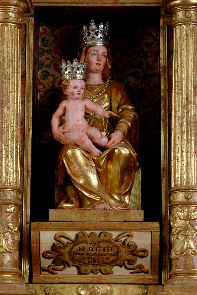 G.A.Agostini, altare maggiore, Madonna con Bambino, chiesa di S. Michele a Formeaso di Zuglio