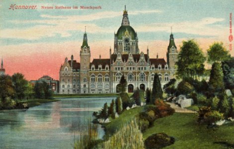Hannover, Niedersachsen - Neues Rathaus im Maschpark (Zeno Ansichtskarten)