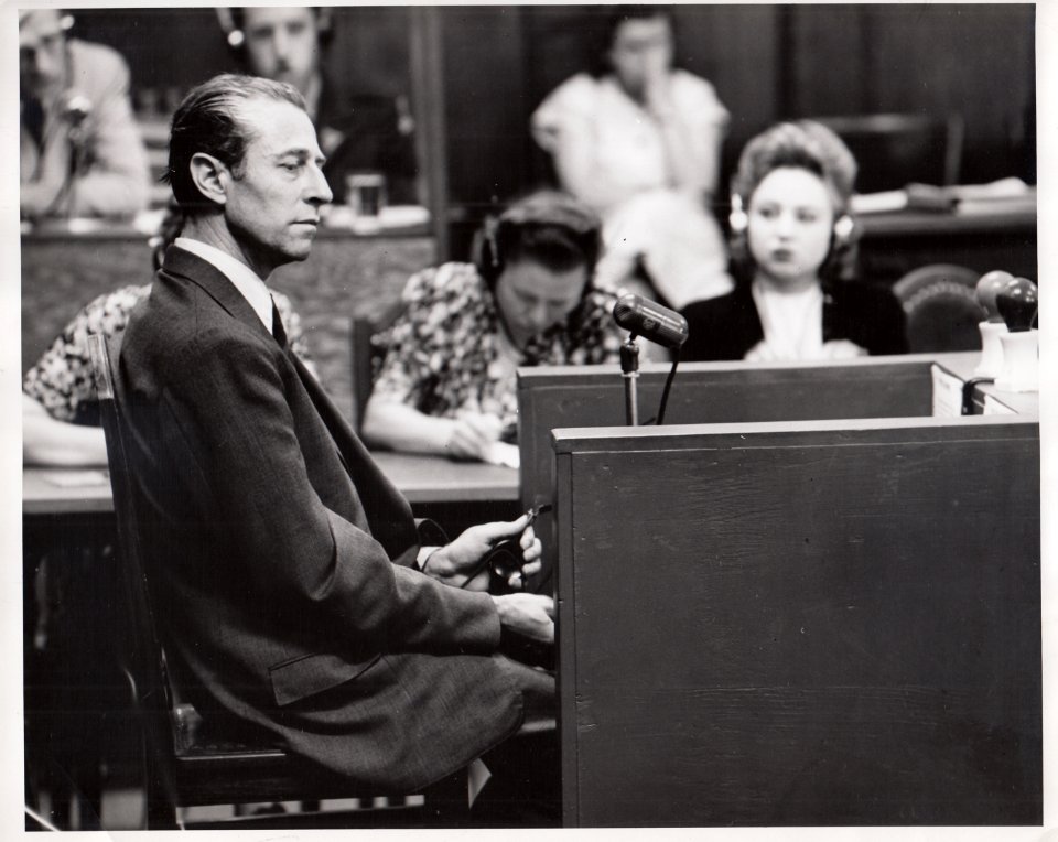 Hans Fritzsche testifies as a defense witness in the Judges' Trial