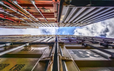 Stacked container terminal container handling
