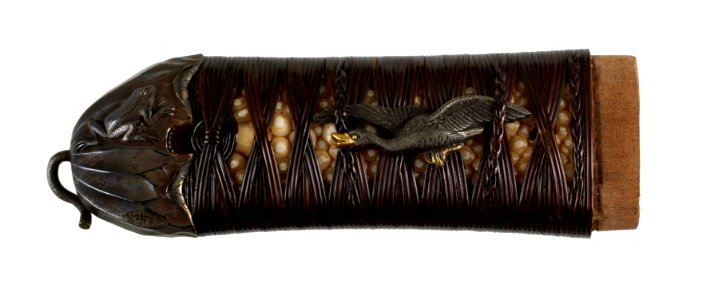 Ishiguro Koreyoshi - Tsuka with Frog, Lotus Blossom and Geese - Walters 5112872b