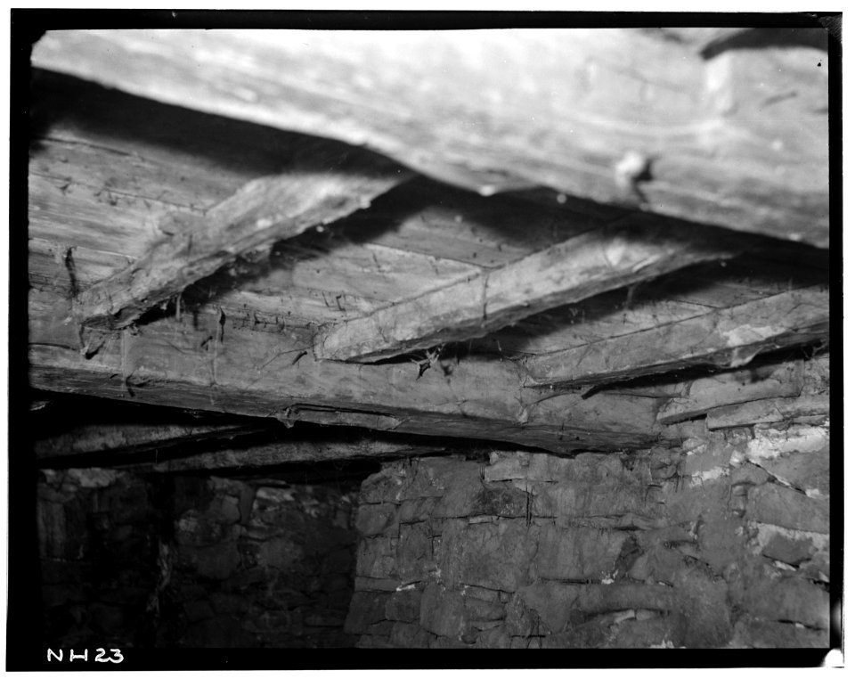 Historic American Buildings Survey L.C. Durette, Photographer November 1936 CHIMNEY BASE LOOKING EAST - John Cram Farmstead, Hampton Falls, Rockingham County, NH HABS NH,8-HAMTOF,1-14