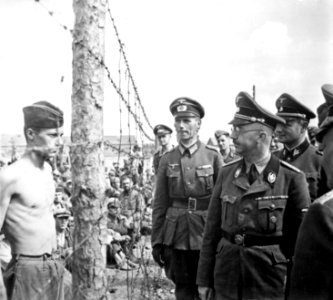 Himmler besichtigt die Gefangenenlager in Russland. Heinrich Himmler inspects a prisoner of war camp in Russia, circa... - NARA - 540164