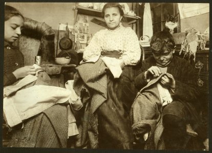 High up on the top floor of a rickety tenement, 214 Elizabeth St., N.Y., this mother and her two children, boy 10 years old and the girl 12, were living in a tiny one room, and were LOC cph.3b03540 photo