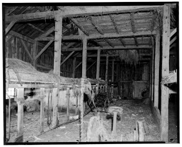 Historical American Buildings Survey L.C. Durette, Photographer Nov. 1936. INTERIOR OF BARN - John Cram Farmstead, Hampton Falls, Rockingham County, NH HABS NH,8-HAMTOF,1-20
