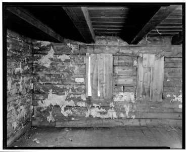 Historic American Buildings Survey L.C. Durette, Photographer SOUTH WALL of KITCHEN - Pioneer Cabin, Campton Station, Grafton County, NH HABS NH,5-CAMP.V,1-19