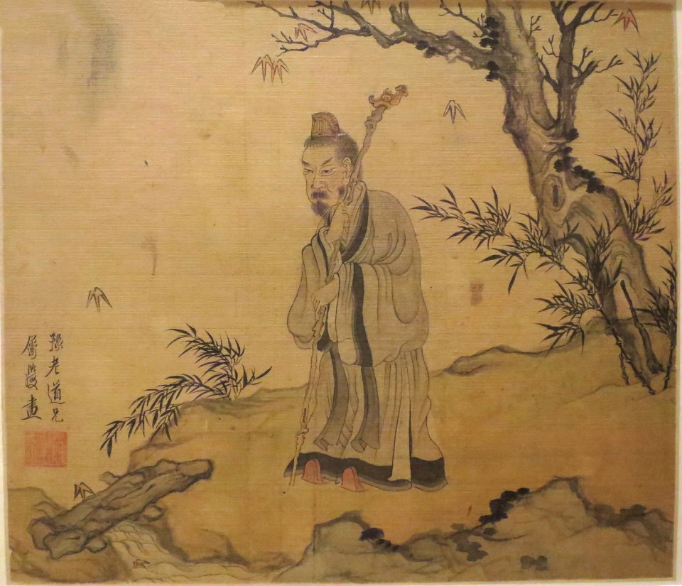 Historical figure from album 'Landscape and Figure Painting' by Chen Hongshou