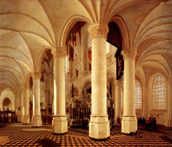 Gerard Houckgeest - Ambulatory of the New Church in Delft with the Tomb of William the Silent - WGA11750