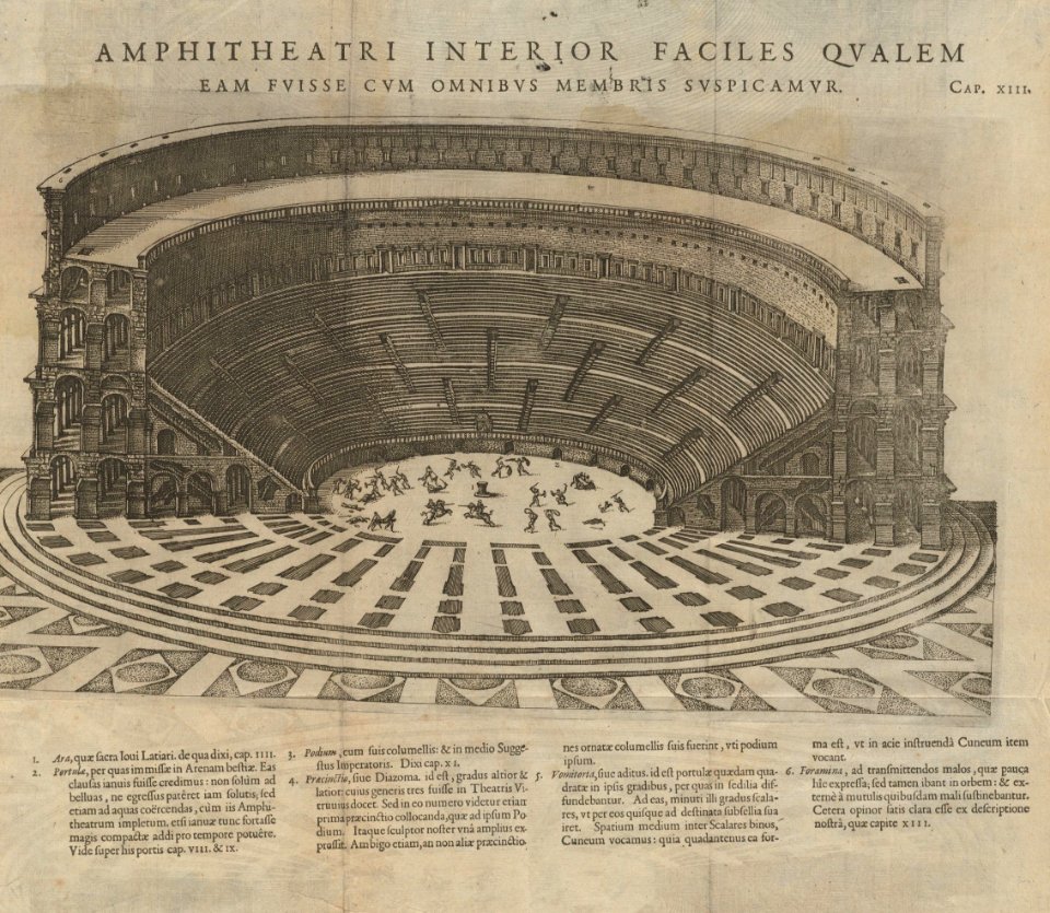 Houghton NC5 L6698 582se - Justus Lipsius, amphitheatri interior, 1592