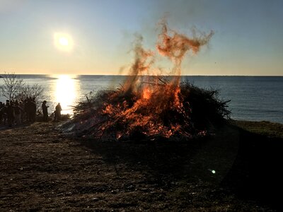 Fire burns bonfire
