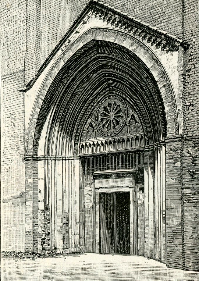 Imola porta della chiesa di San Domenico xilografia