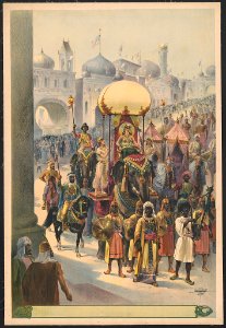 Indian parade with queen riding elephant LCCN2018647622