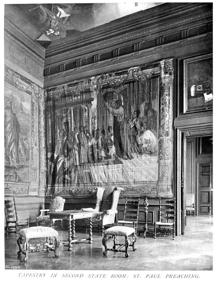 In English Homes Vol 3 Boughton House Northamptonshire tapestry in second state room St Paul preaching 31295005735708 0219