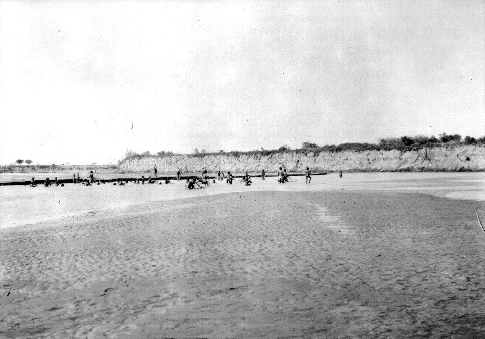 Indianer fiska i Pilcomayo. Foto, Erland Nordenskiöld 1908 - SMVK - 004695