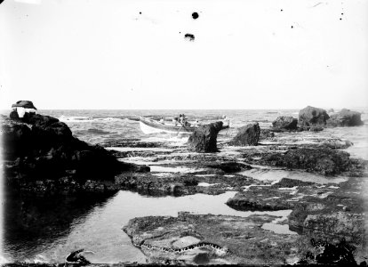 Jaffa (Joppa) and environs. Boat going through the rocks LOC matpc.07468