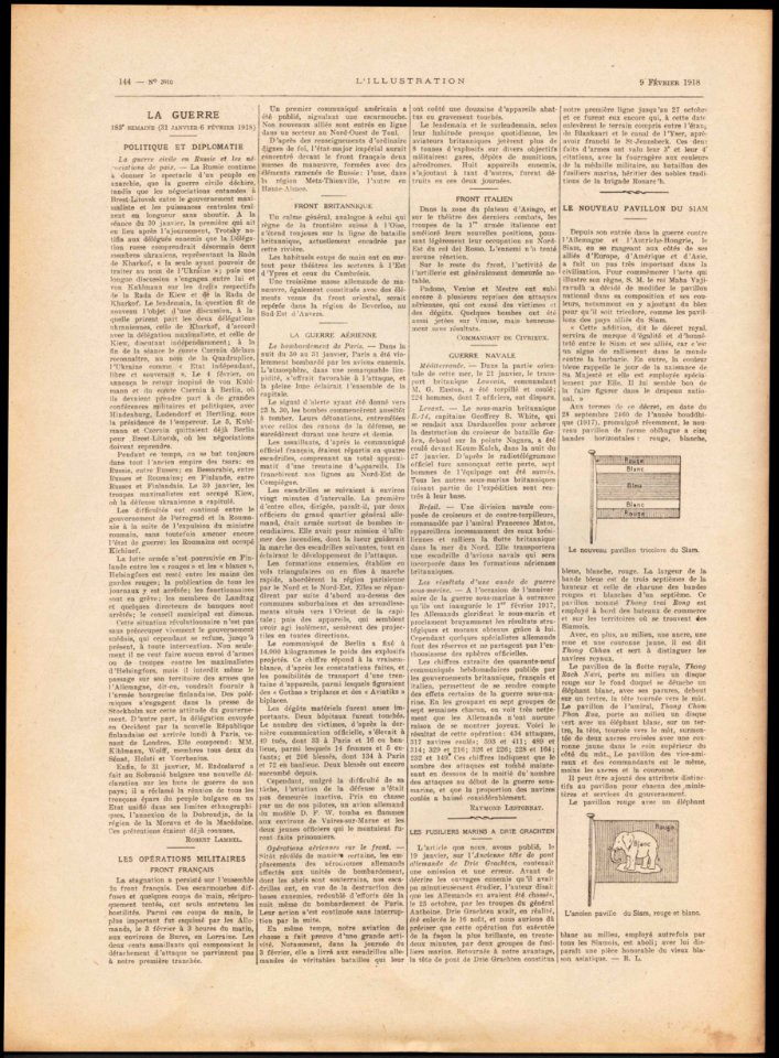 L'ILLUSTRATION No3910 9 Février 1918 page 144
