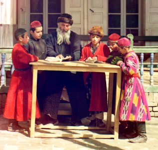 Jewish Children with their Teacher in Samarkand cropped photo