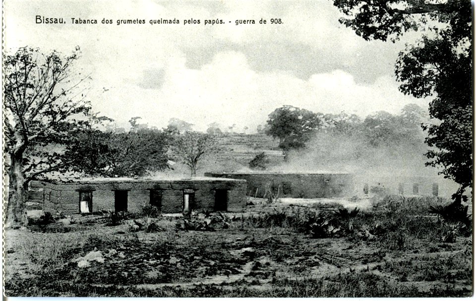 JRD - Bissau – Tabanca dos grumetes queimada pelos papús – Guerra de 908