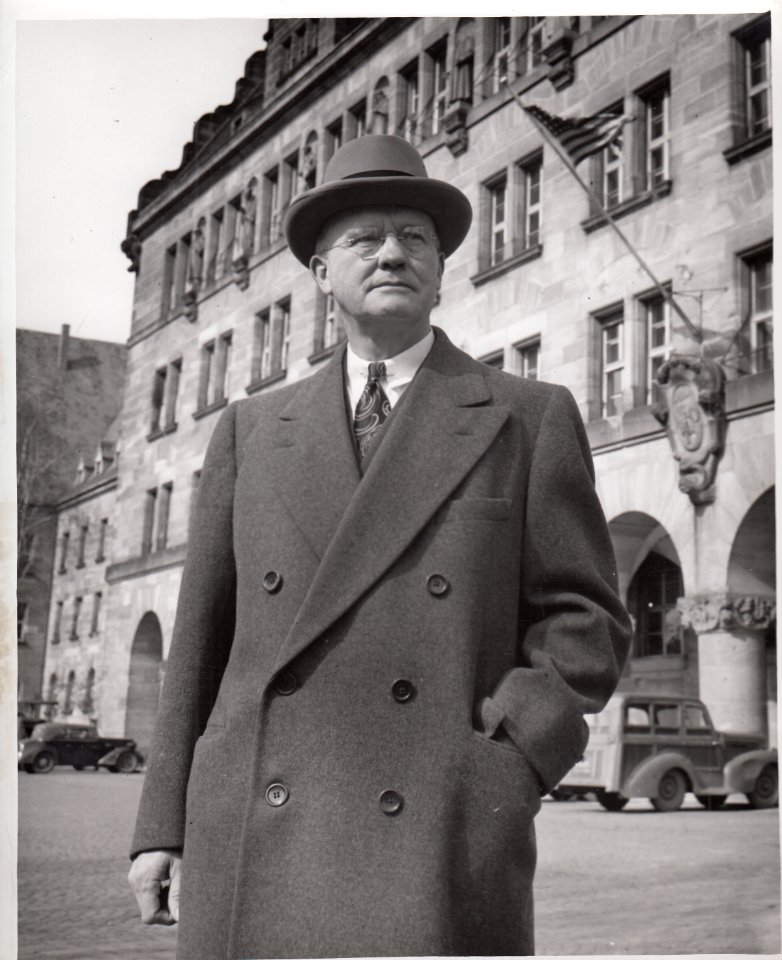 Judge Robert M. Toms at the Palace of Justice, Nuremberg