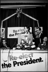 Julie Nixon Eisenhower campaigning for her father at the 1972 Republican National Convention in Miami - NARA - 194772