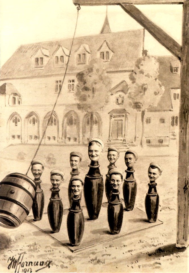 JW Hornung - Kegelspiel, Fotomontage (1913 EFM048)