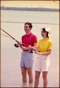 Julie and David Eisenhower fishing in Key Biscayne, Florida - NARA - 194359