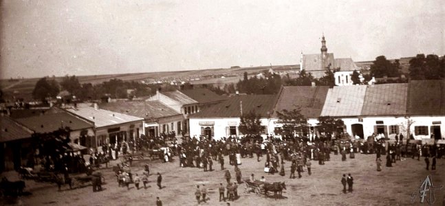 Jędrzejów. Rynek, pierzeja północno-zachodnia, 1914