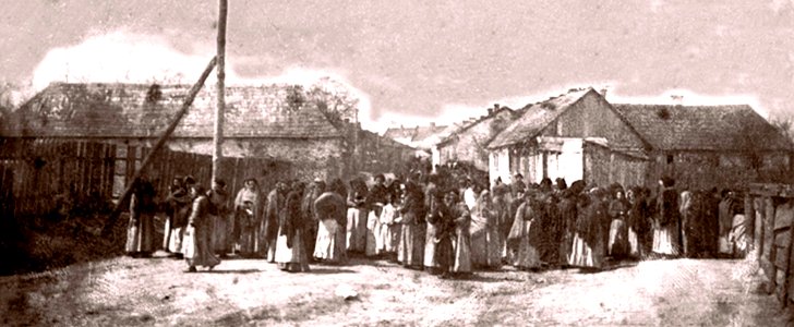 Jędrzejów. Płaczki na pogrzebie żydowskim, 1911