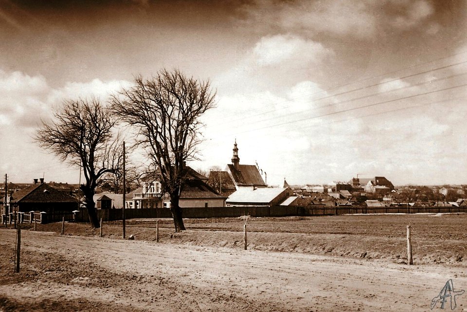Jędrzejów. Panorama miasta od ul. Kieleckiej, 1920