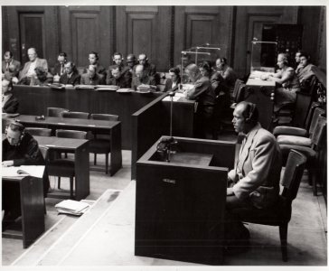 Karl Hoellenreiner, prosecution witness, on the witness stand during the Doctors' Trial