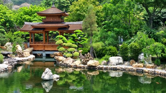 Pond japanese garden garden architecture photo