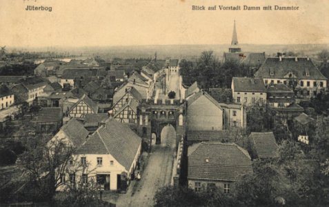 Jüterbog, Brandenburg - Vorstadt Damm mit Dammtor (Zeno Ansichtskarten)