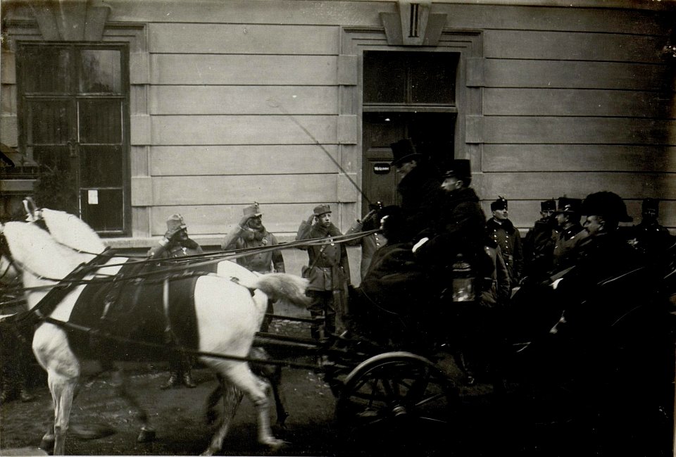Karl I. in Brandeis, anlässlich seines Besuches des Lothringer Dragonerregiments am 26. März 1917 (BildID 15551568)