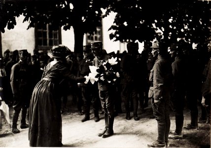 Karl I. besucht am 26.6.1917 die Front in Südtirol. Hier macht er Station in Levico (BildID 15565828)
