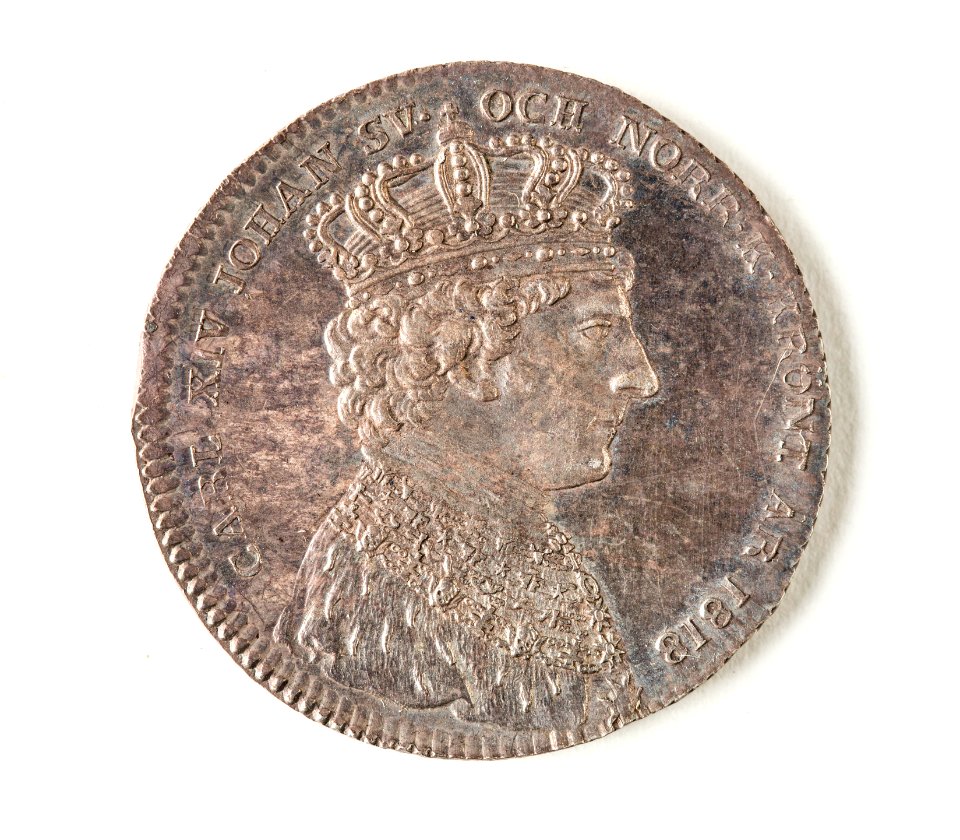Kastpenning, 1818. Åtsida, Karl XIV Johan - Skoklosters slott - 109358