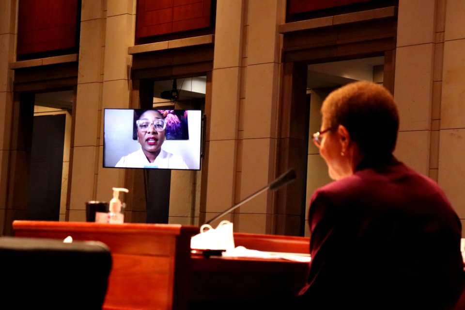 Karen Bass talking with Patrisse Cullors - 2020