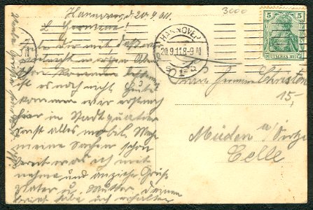 Karl F. Wunder PC Hannover. Garnisonlazarett und Hilfslazarett. Adressseite
