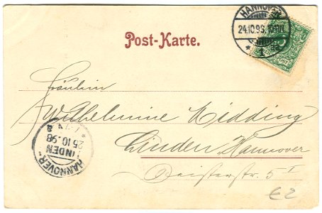 Karl F. Wunder PC 0557 Kaisertage in Hannover Osterstraße Backside