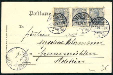 Karl F. Wunder PC 0946 Hannover. Forsthaus bei Steuerndiebe. Adressseite