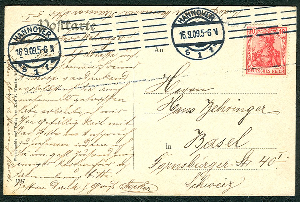 Karl F. Wunder PC 1017 Hannover. Am Steintor. Adressseite