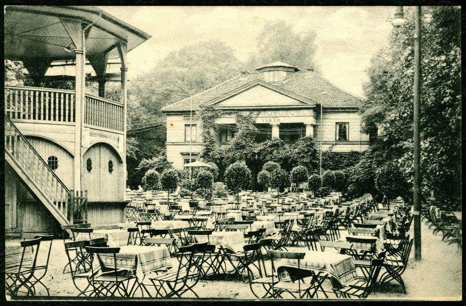 Karl F. Wunder PC 1168 Städtische Gartenwirtschaft „Bella-Vista“ Hannover Inh. Aug. Seeger Fernspr. N 1677 Bildseite 1824 Laves klassizistische Villa Minister Caspar David von Schulte, Rotunde f. Musikkapelle