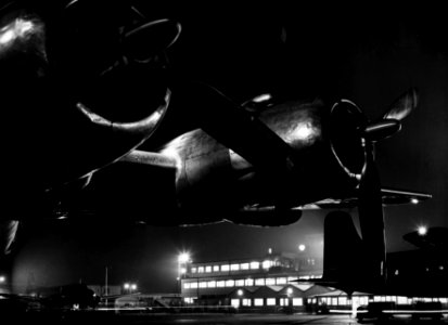Kastrup Airport CPH, Copenhagen. Night view 1960s