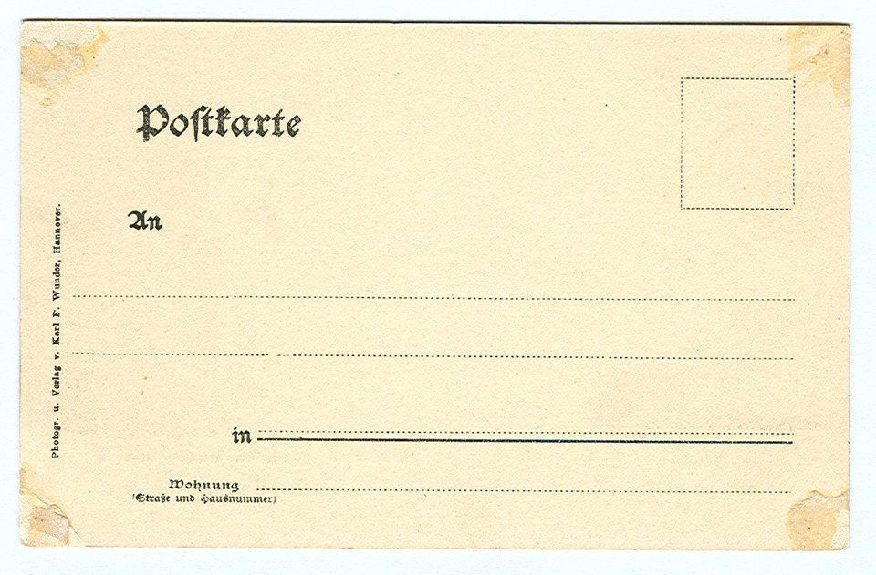 Karl F. Wunder PC 0975 Hannover. Partie beim Georgengarten. Back Side
