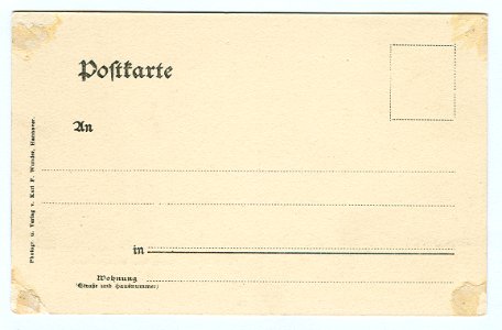 Karl F. Wunder PC 0975 Hannover. Partie beim Georgengarten. Back Side